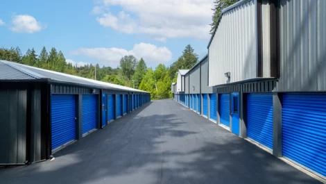 row of outdoor storage at glacier west self storage